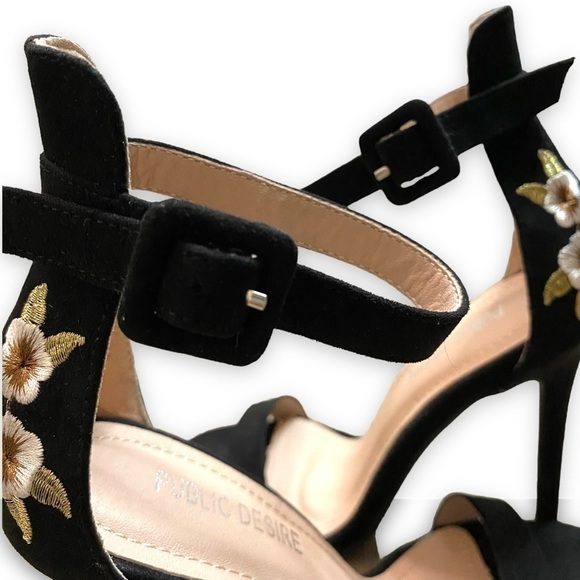 Public DESIRE Black Embroidered
Suede Strappy Heels - Picture 8 of 11